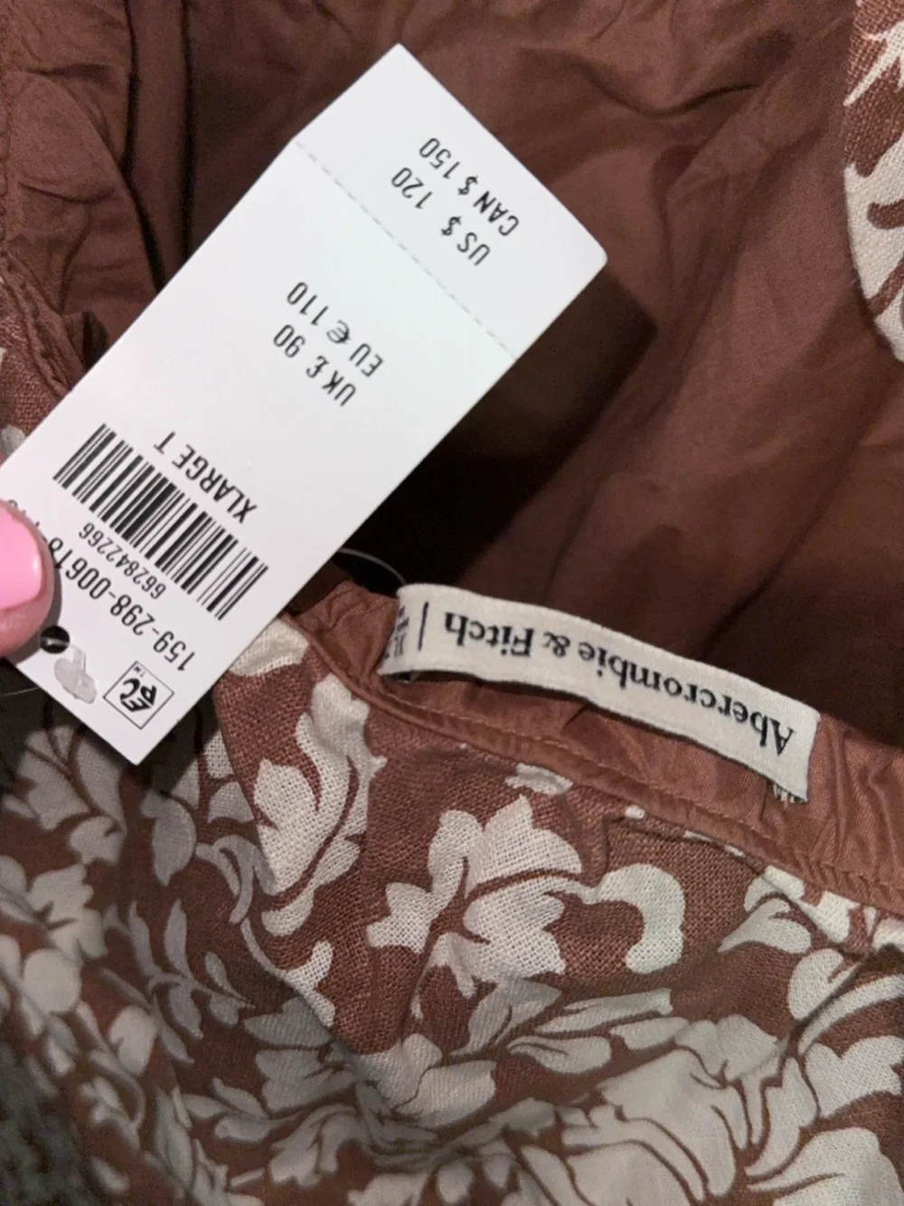 Abercrombie & Fitch Brown and Cream Floral Cutout Maxi Dress
